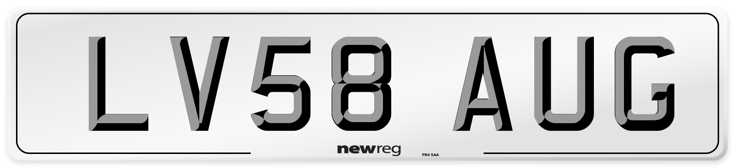 LV58 AUG Number Plate from New Reg